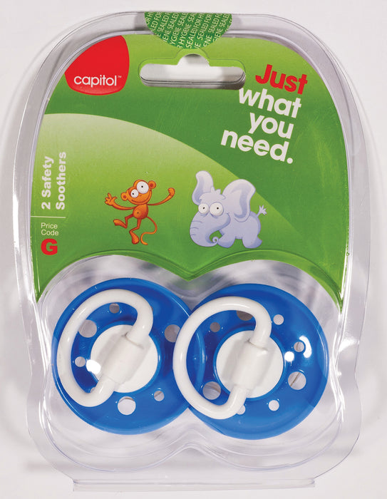 2 Safety Soothers Blue (12 Units)