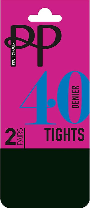 Pretty Polly, Opaque Lycra Silk Small/Medium Black 40 Denier 2 Pack (6 Units)