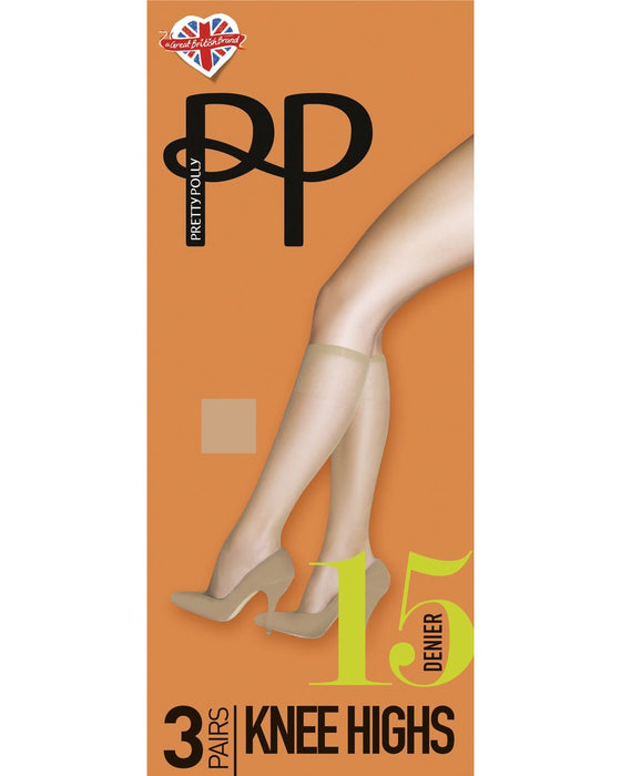 Pretty Polly, Knee High Pop Socks Natural 15 Denier 3 Pack (6 Units)