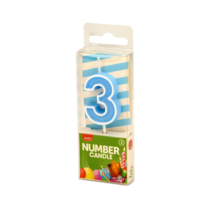 Number Candle 3 Blue (12 Units)