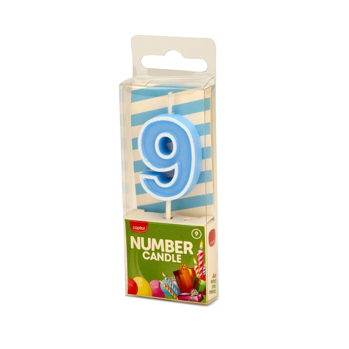 Number Candle 9 Blue (12 Units)