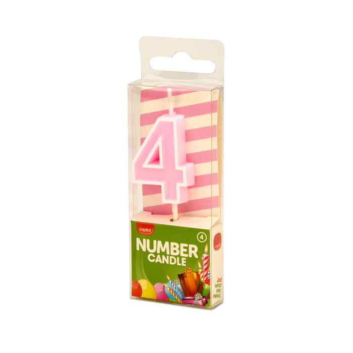 Number 4 Candle Pink (12 Units)