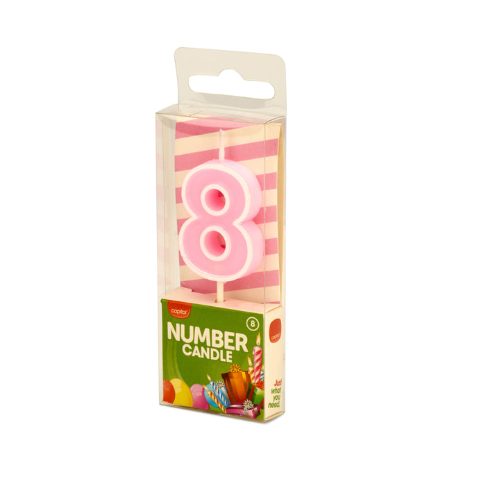 Number 8 Candle Pink (12 Units)