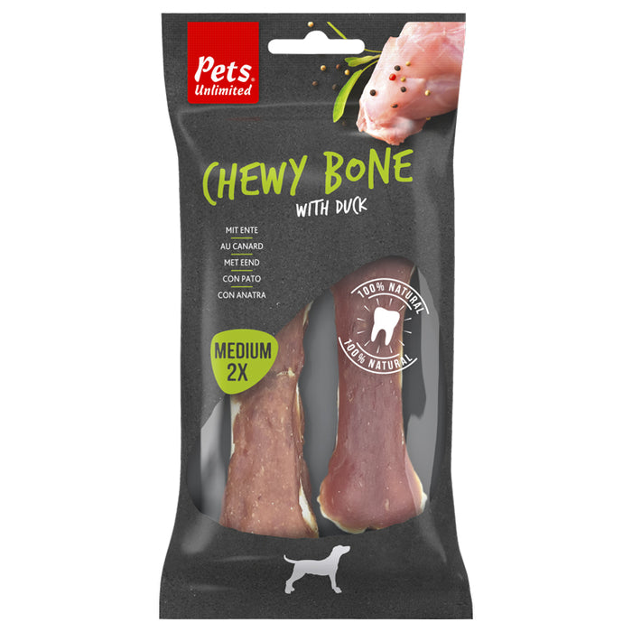 Pets Unlimited, Chewy Bone with Duck Medium (6 Units)