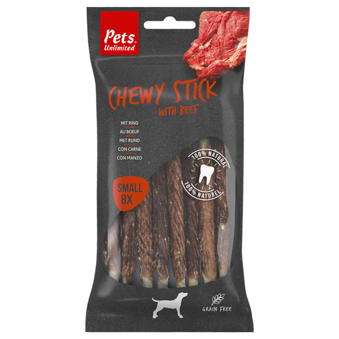 Pets Unlimited, Chewy Stick with Beef - Small (6 Units)