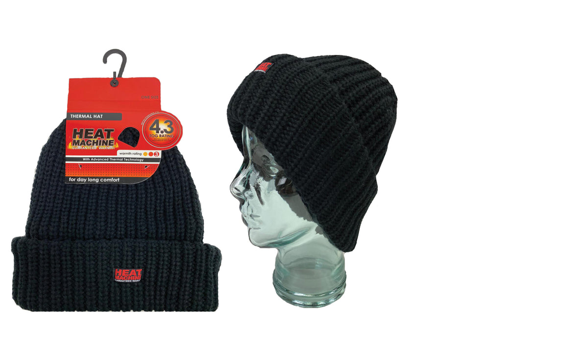 Heat Machine, Men's Black Hat - 1 Pack (12 Units)