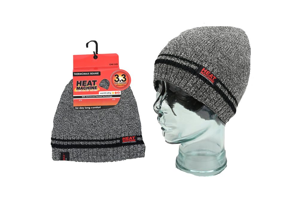 Heat Machine, Men's Black/Grey Beanie - 1 Pack (12 Units)