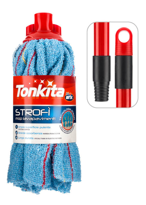 Tonkita, Strofi Mop with Handle - Premium Cotton (6 Units)