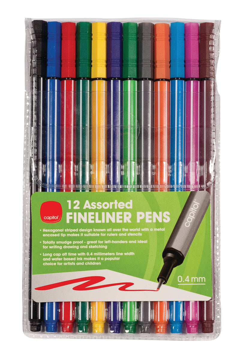 12 Assorted Fineliner Pens (6 Units)