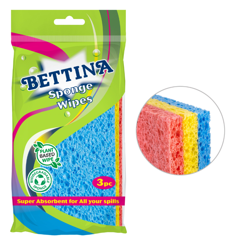 Bettina 3pc Cellulose Sponge Wipes (1 Unit)