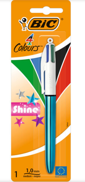 4 Colour Shine Ball Pen 1mm (10 Units)