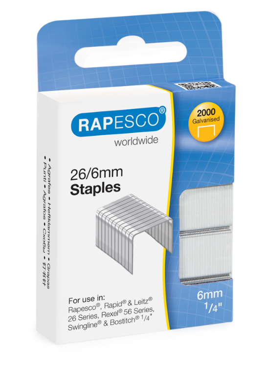 Rapesco 26/6mm Staples PK2000 (10 Units)