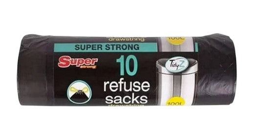TidyZ 10 Drawstring Refuse Sacks 100L (1 Unit)