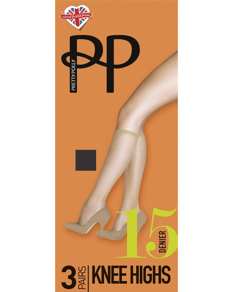 Pretty Polly Knee High Pop Socks Black 15 Denier 3 Pack (6 Units)