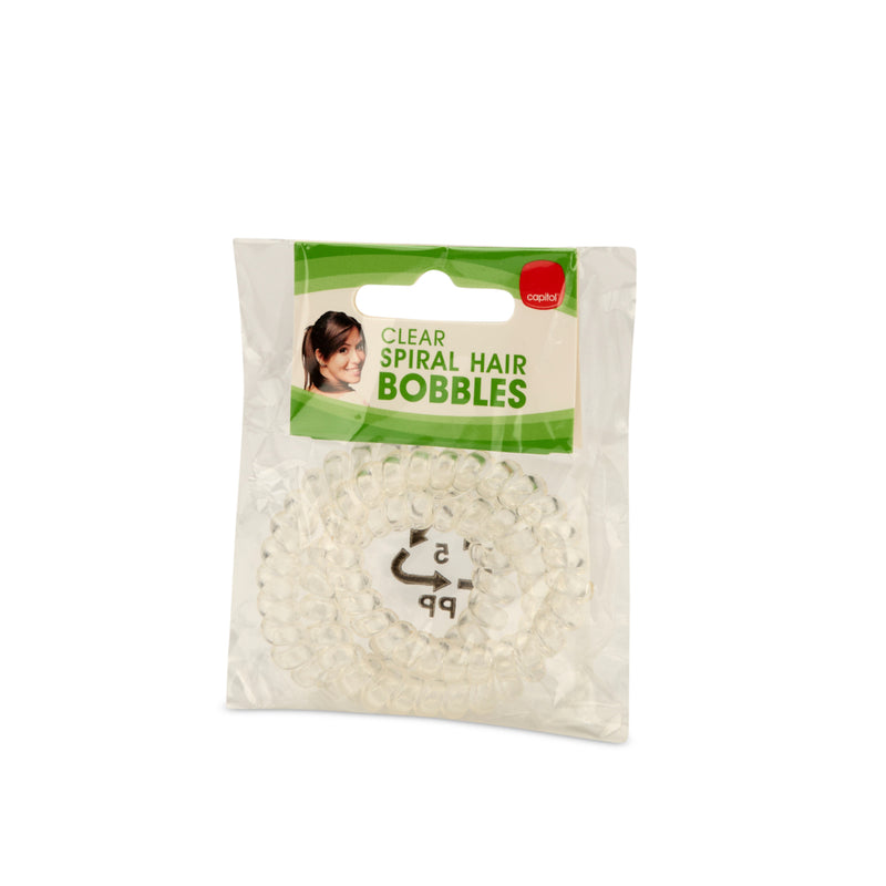 Clear Spiral Hair Bobbles - 3 Pack (6 Units)