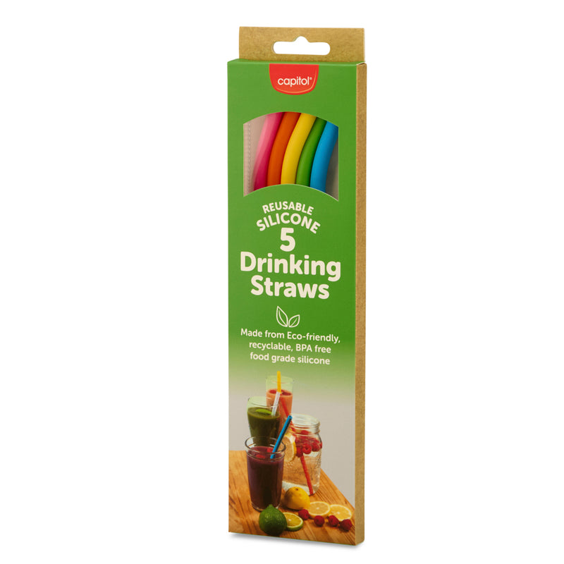 5 Reusable Silicone Drinking Straws (12 Units)