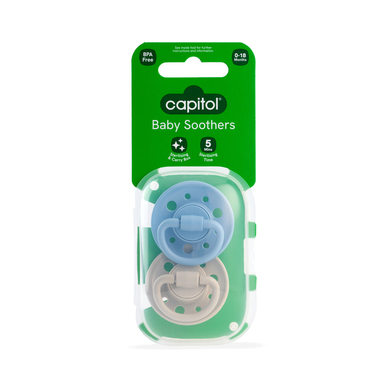 Baby Soothers 2pk - Blue/Neutral (10)