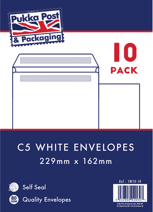10 White Envelopes - C5 (6 Units)