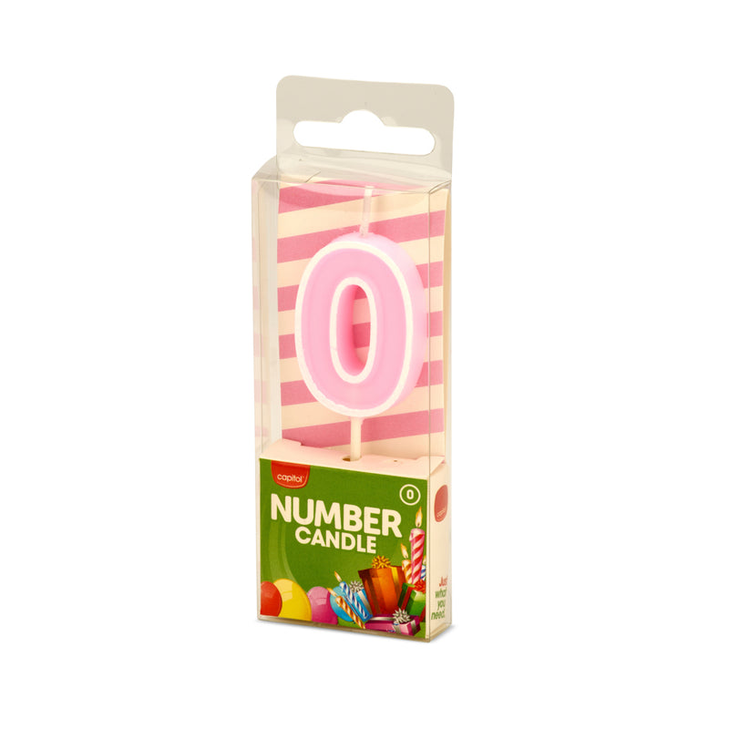 Number 0 Candle Pink  (12 Units)