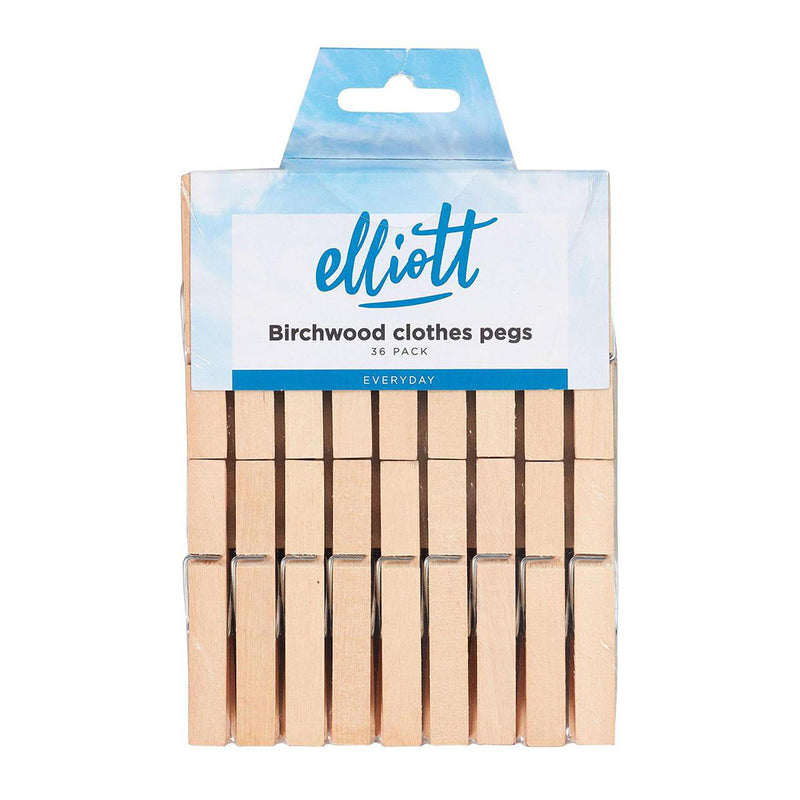 Elliott Birchwood Clothes Pegs - 36 Pack (10 Units)