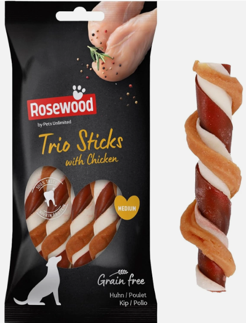 Rosewood Tricolor Chewy Stick with Chicken - Medium (6 Units)