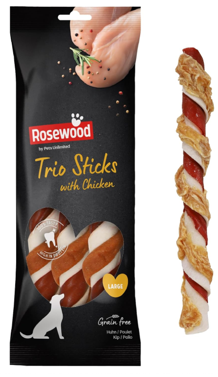 Rosewood Tricolor Chewy Stick with Chicken - Large (6 Units)