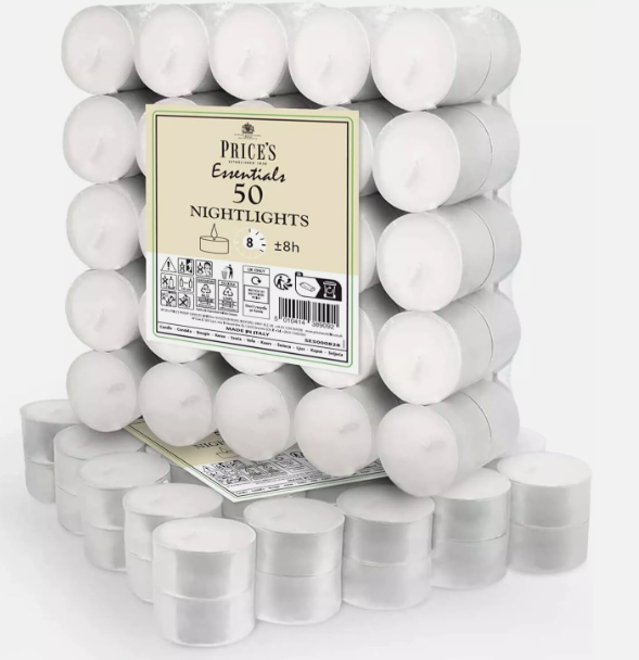 Price's 50 Essentials Tealights 8hr