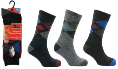 Heat Machine Men's Casual Thermal Argyle Socks (12 Pairs)