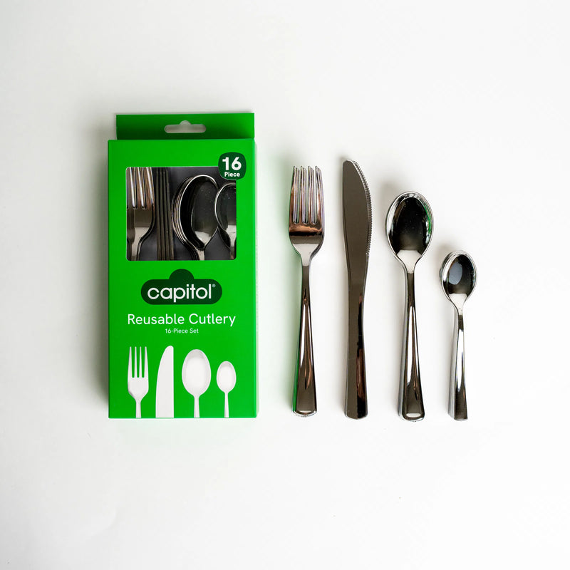 Silver Party Cutlery - 16 Pack (6 Units)